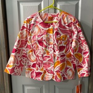 NWT Hearts of Palm Orange and Pink Jacket size 16